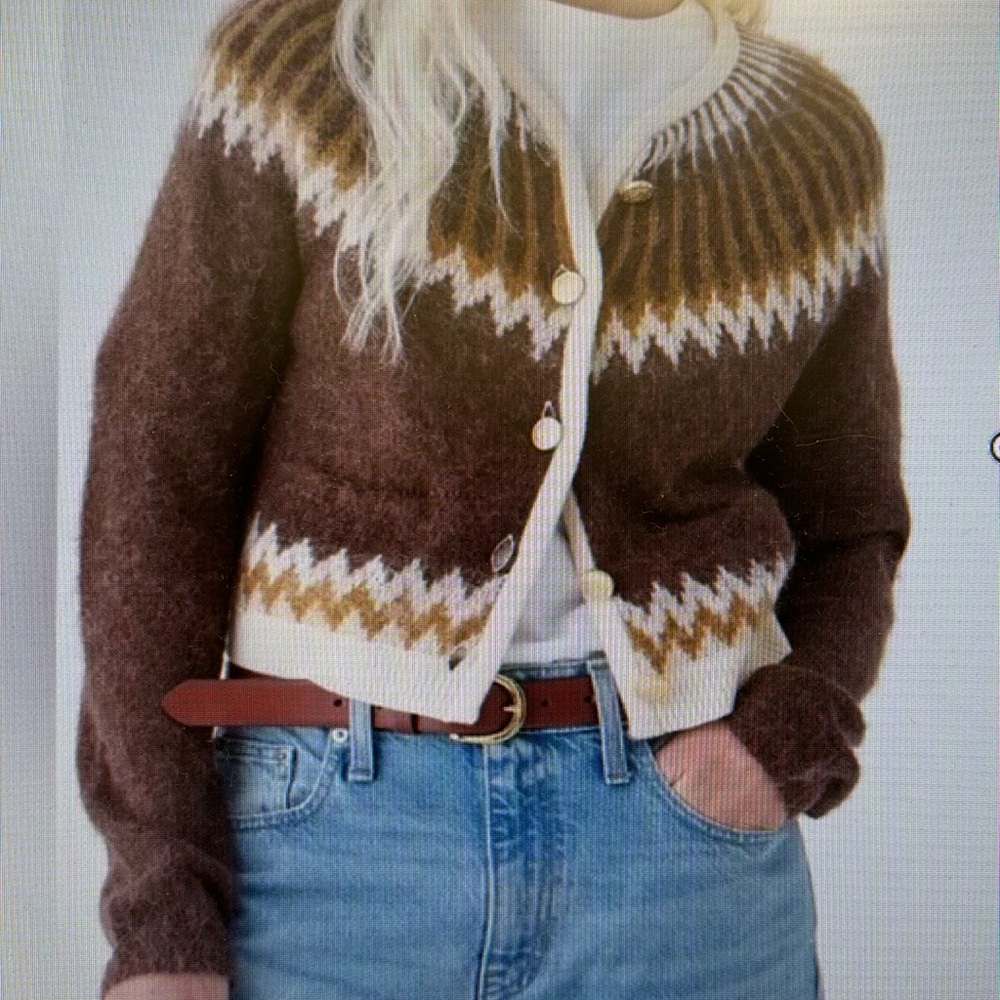 NWT J.Crew Fair Isle Cardigan sweater in Brushed Yarn